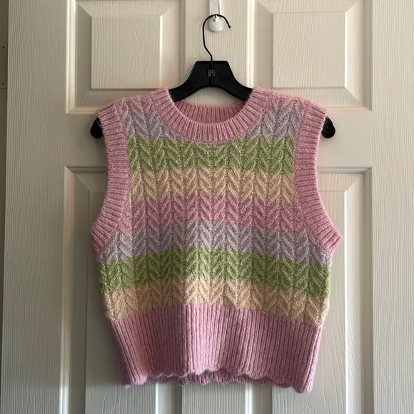 Zara Tops | Zara Rainbow Knit Sweater Vest Size M | Color: Pink | Size: M | Mollysadri's Closet